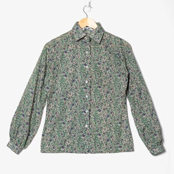 Vintage 1980s Susan Van Heusen Womens Size 10 Floral Shirt Semi Sheer - Picture 1 of 6